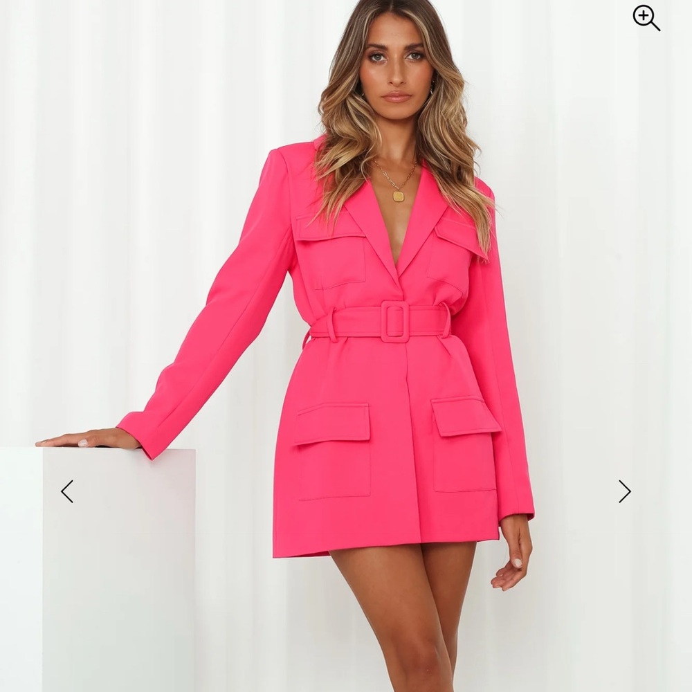 Hello Molly Pink Belted Blazer Dress NWT